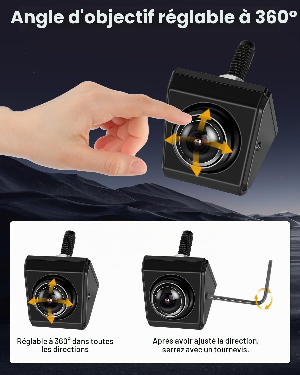 Roinvou Kit de Caméra de Recul Numérique, 1080P avec Moniteur 4,3 Pouces, 1 Caméra de Recul, Imperméable IP68, Vision Nocturne, pour Voiture, Camping-Car, Camion, Bus, Remorque, 12V-24V