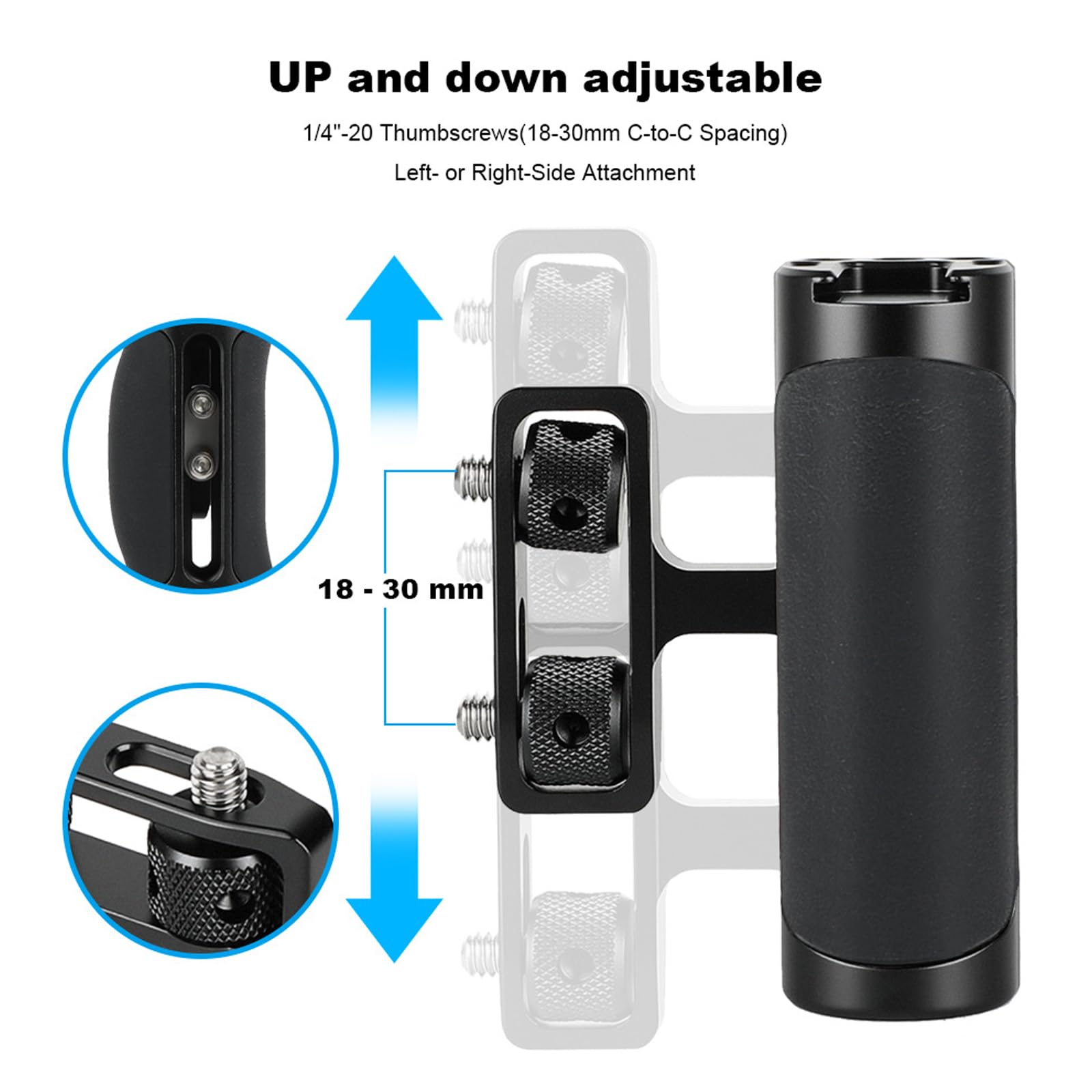 Impugnatura ergonomica laterale con attacco a vite da 1/4 pollici per fotocamera DSLR Cage impedisce scivolamenti accessori di montaggio facili a sgancio rapido impugnatura laterale