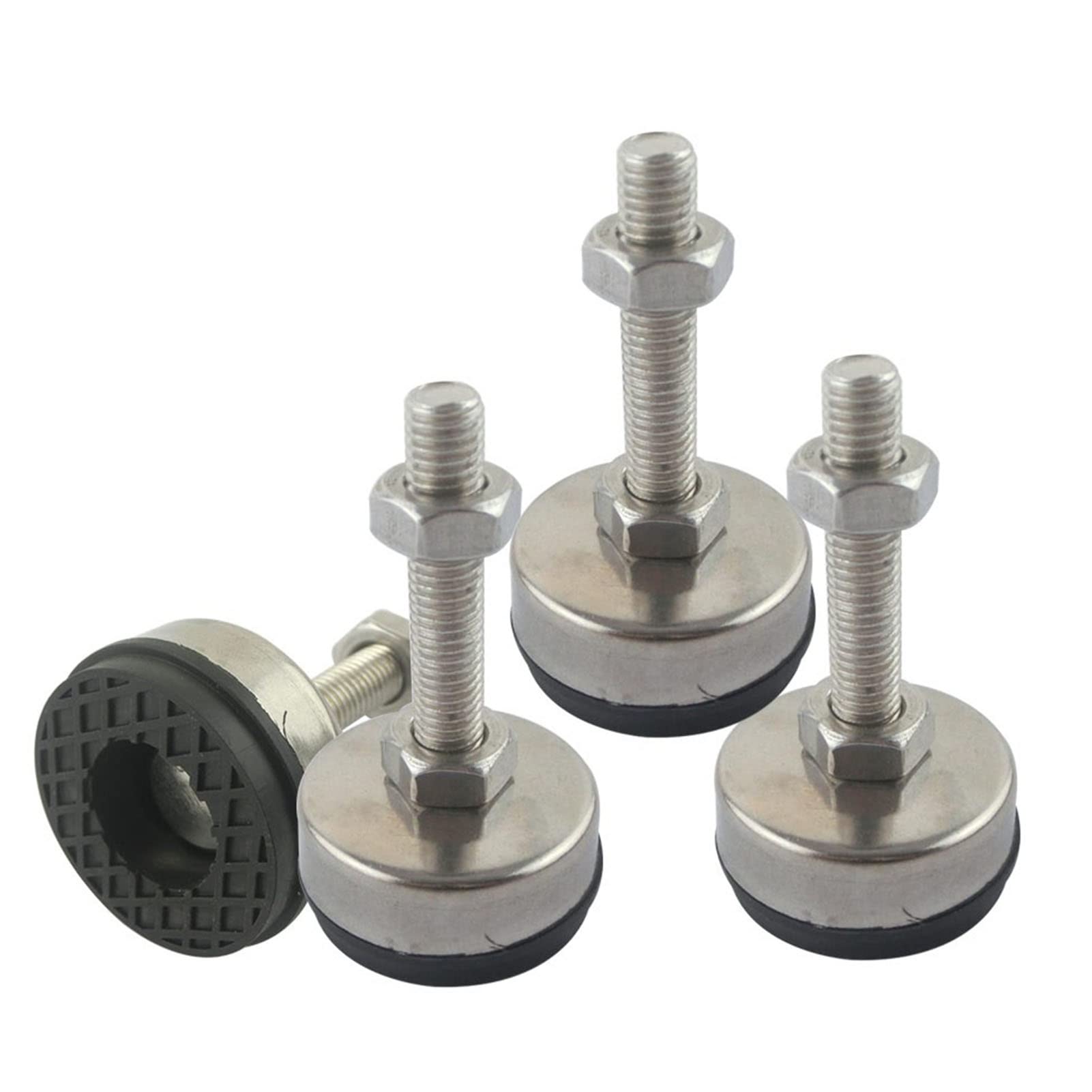 Pieds de nivellement de meubles réglables en acier inoxydable avec embase nylon 60 mm