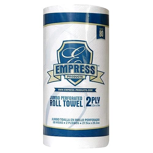 Empress KT 230801 - Rollo de toalla de cocina, 2 capas, 11 pulgadas de largo, 8 pulgadas de ancho, color blanco (paquete de 2400)