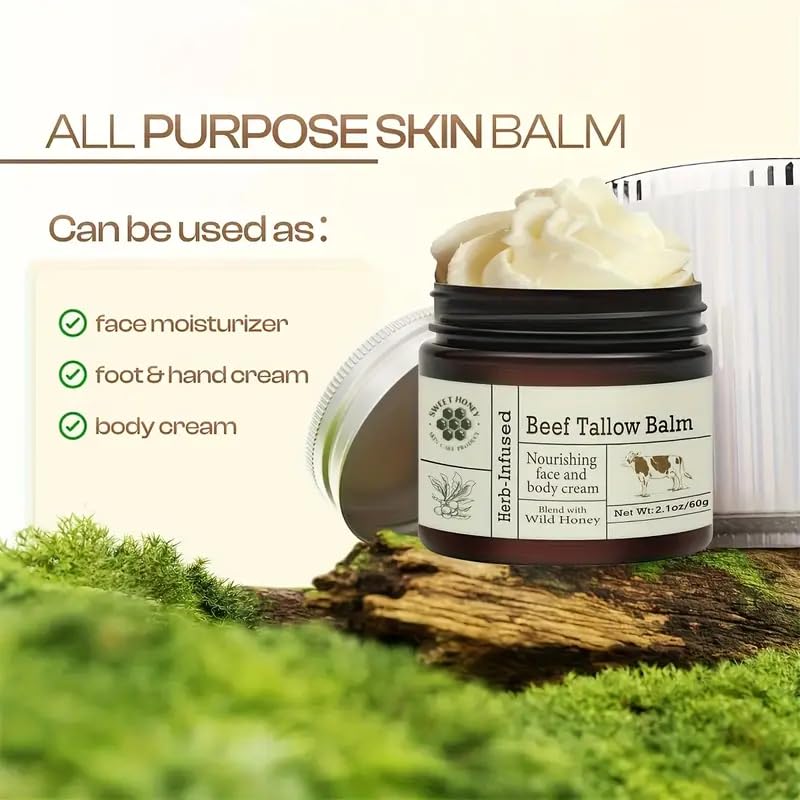 Beef Tallow for Skin Unscented All-Purpose Moisturizer, Deeply Nourishing Organic Grass Fed Tallow Balm - Image 2