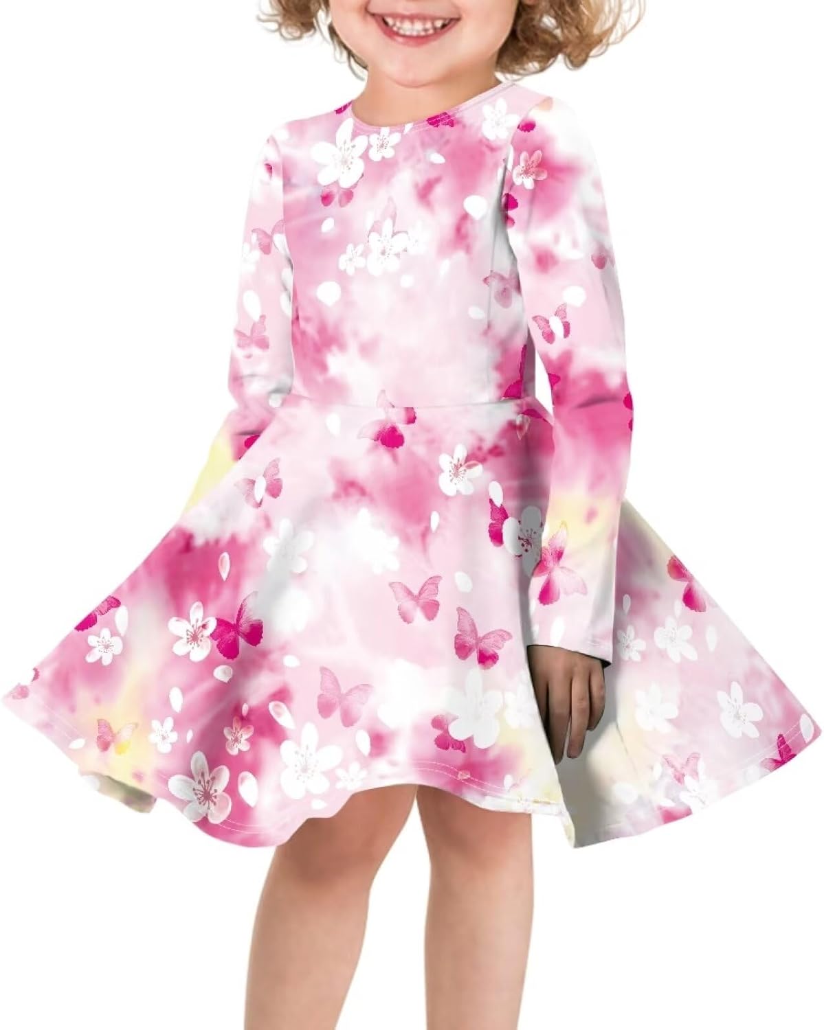 Cute Long Sleeve Dresses for Girls Size 3-16 Knee Length Dresses Girls Skater Dress for Casual Winter