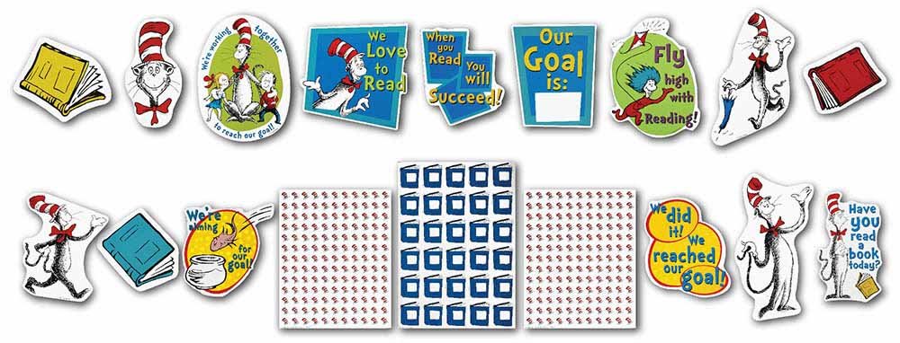 Eureka Dr. Seuss The Cat in the Hat 'Reading Goals' Bulletin Board Set and Classroom Decorations for Teachers, 326 pcs - Image 2