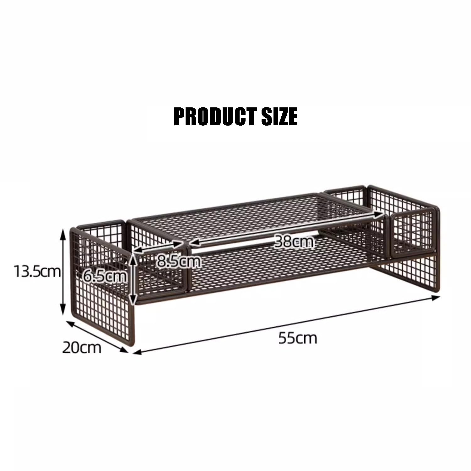 Supporto per Monitor in Rete Metallica con Spazio di archiviazione - Rialzo a 2 Livelli per PC/Laptop/Stampante - Organizzatore da scrivania e Supporto multimediale per casa e Ufficio - Migl