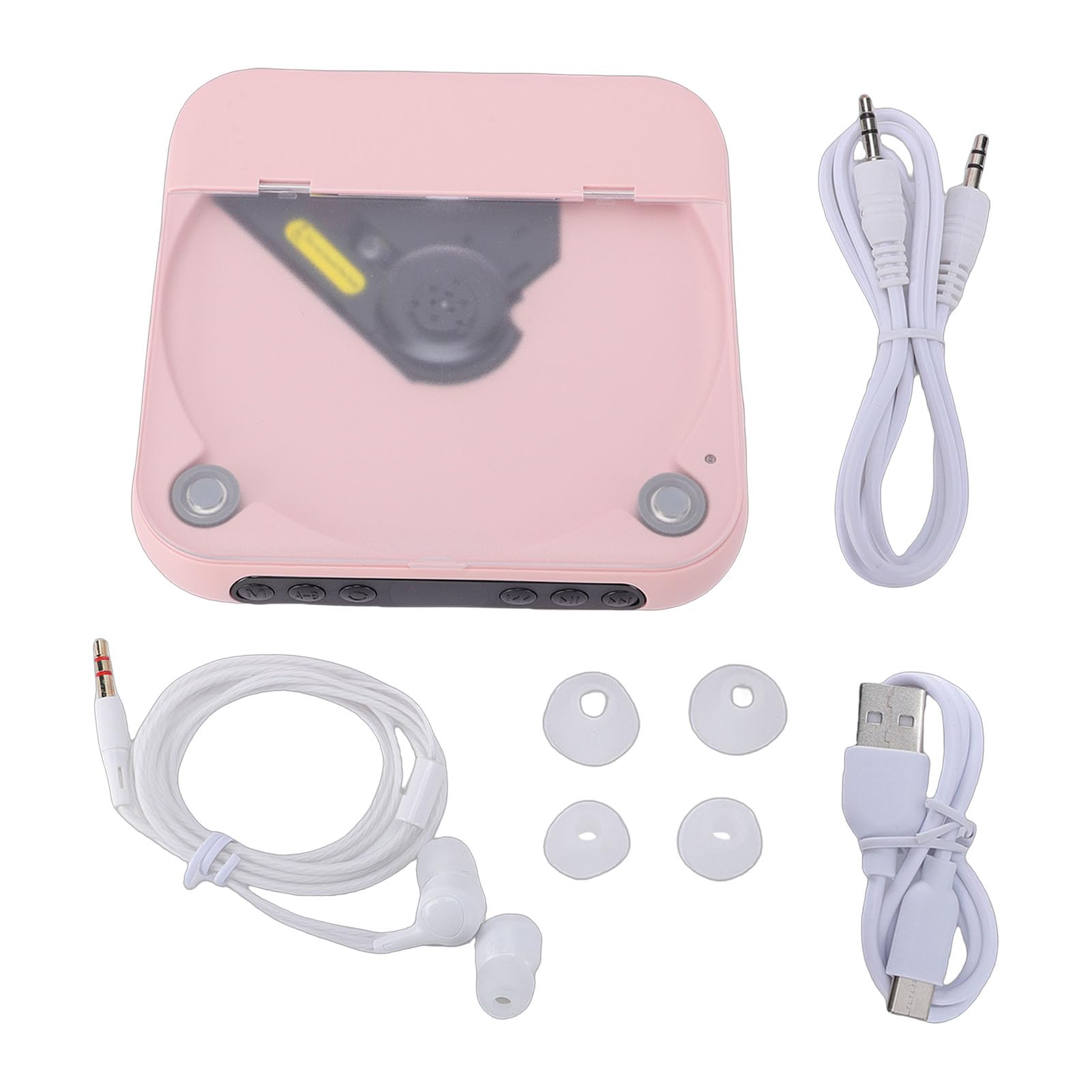 Cocoarm Lettore CD Portatile, Lettore CD Portatile Ricaricabile con Bluetooth 5.3, Doppi Altoparlanti Stereo, Batteria da 2000 MAh, Display LCD, Cuffie USB AUX per Casa, Auto all'aperto (PINK)