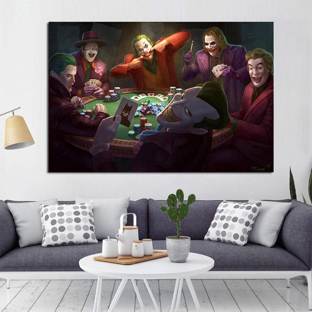 Amazon.co.jp: ポーカーをしているジョーカー壁アートキャンバス絵画