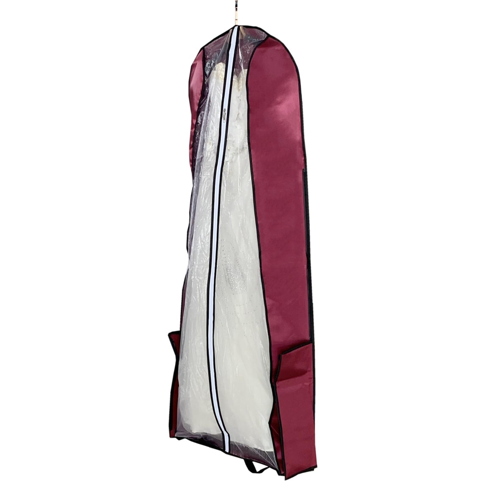 Kleiderhüllen, extra lang, Kleidersäcke für Hochzeitskleider, transparent, wasseür Brautkleider, zusammenklappbar, Reise-Staubbeutel mit Griffen, 160 x 58 x 20 cm, Rot (Rot 200 x 58 x 20 cm)