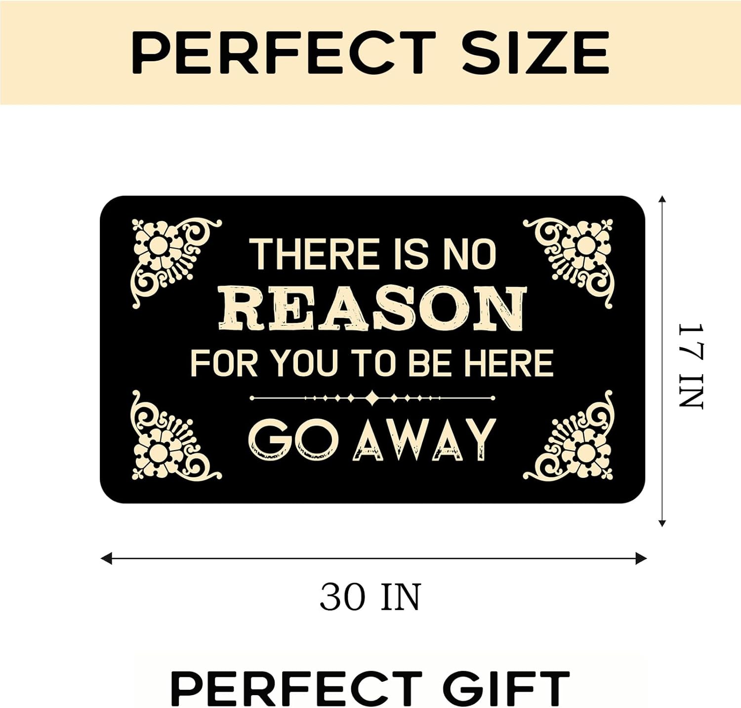 Funny Front Door Mat 30x17 Inch, There is No Reason for You to Be Here Doormat, Go Away Door Mat, Indoor Outdoor with Non Slip Rubber, Easy to Clean, Cute Mats, Novelty Gift Home Decor