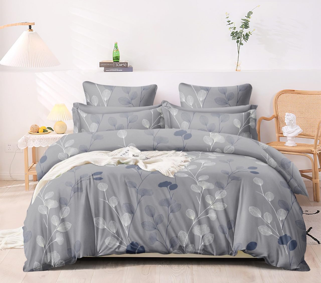 400 Tc 1 Glace Cotton Comforter Super King Size108 x 108 Both Side Same Print 1 Bedsheet King Size 108 * 108 inches and 2 Pillow Cover 4 Pice Set (Comforter with Bedsheet)-image-48