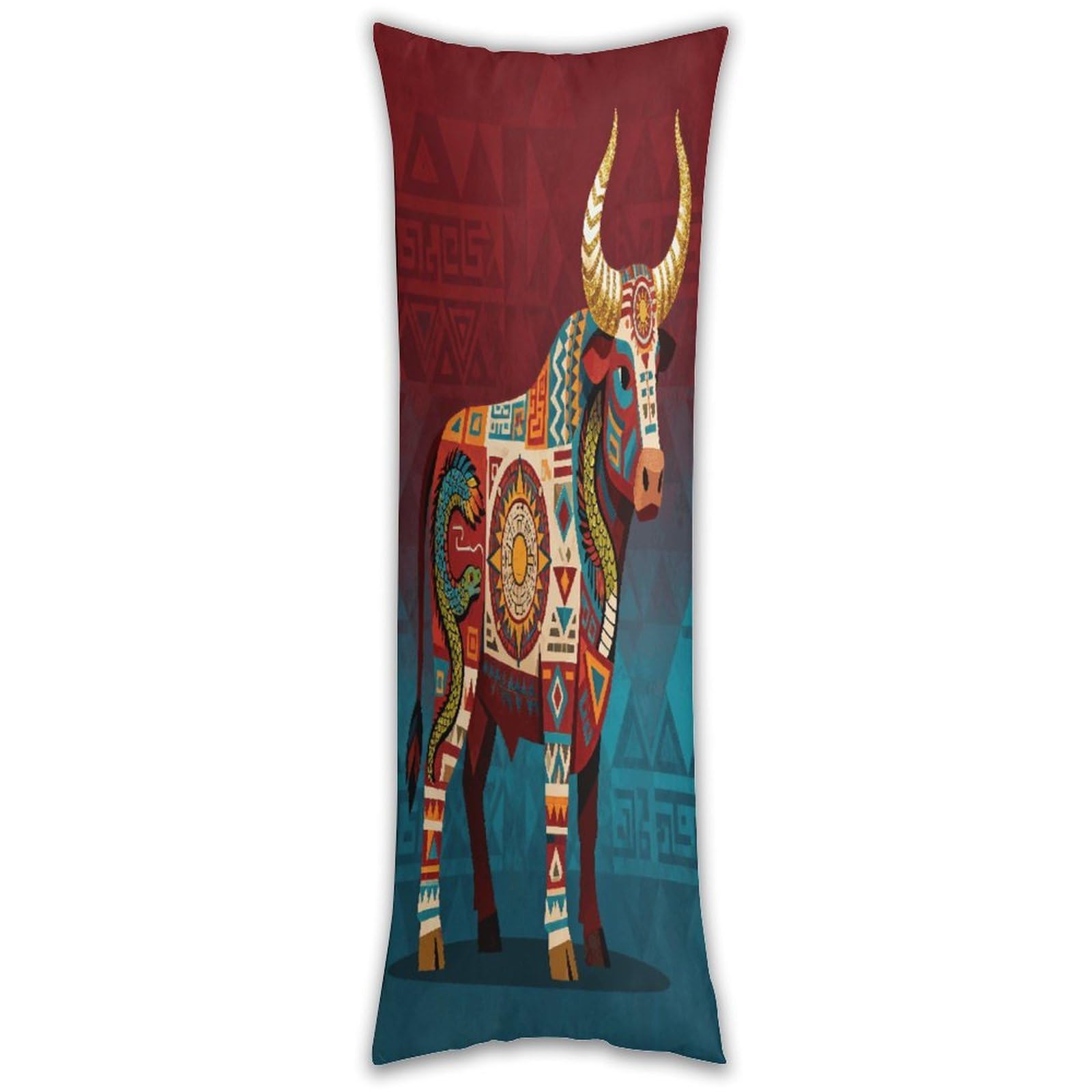 Aztec Cow Pillow Cases Breathable Vertical Long Pillowcase Body Pillowcase with Hidden Zipper Closure Soft and Cozy Pillow Cover 20x54 Inches for Bedroom Couch