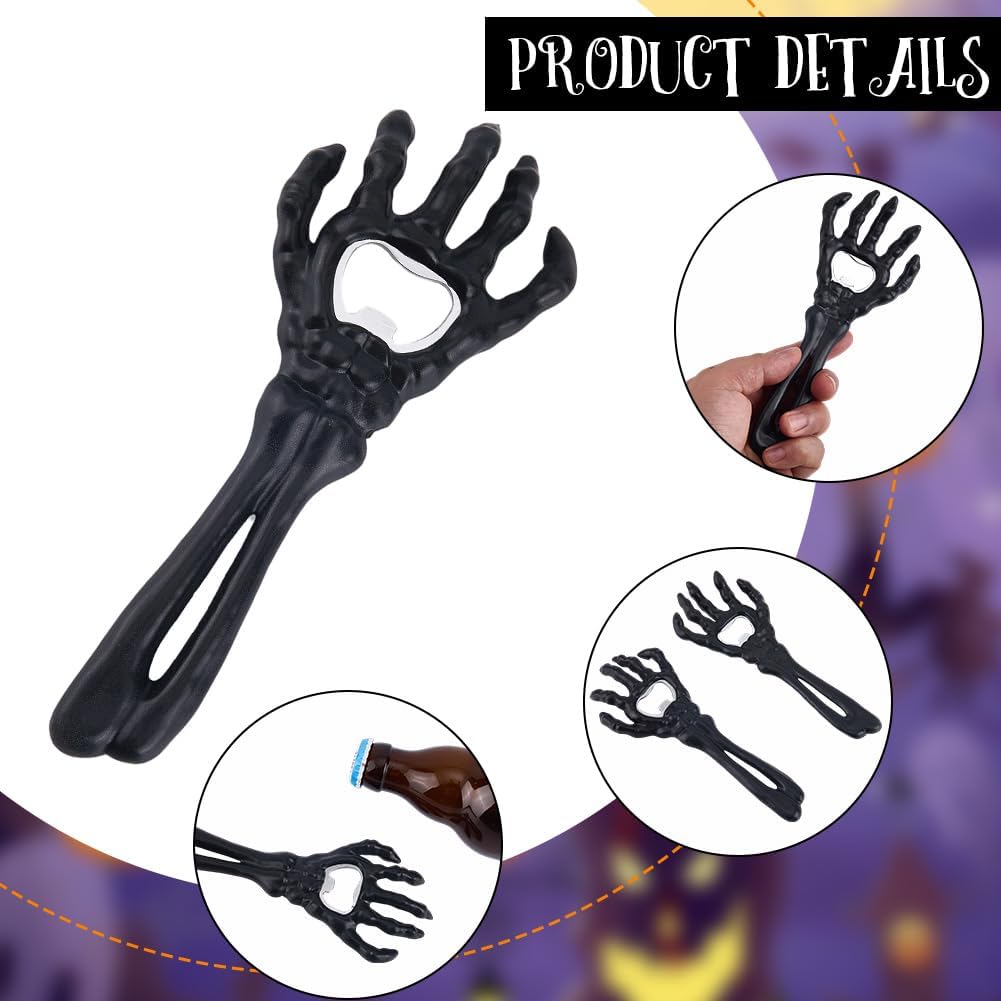 2Pcs Black Skeleton Bottle Opener Skull Beer Opener Keychain Plastic Halloween Heavy Duty Vintage Gothic Open Tool Bar Accessory for Beer Soda Bottles Home Bar Bartenders Novelty Gift Man image 5