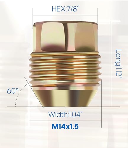 Miniatura 2 de ECCPP 24 tuercas hexagonales de 14 x 1.5 pulgadas de 78 pulgadas y 1.12 pulgadas de alto, tuercas de extremo abierto para Sliverado Sierra 2500HD
