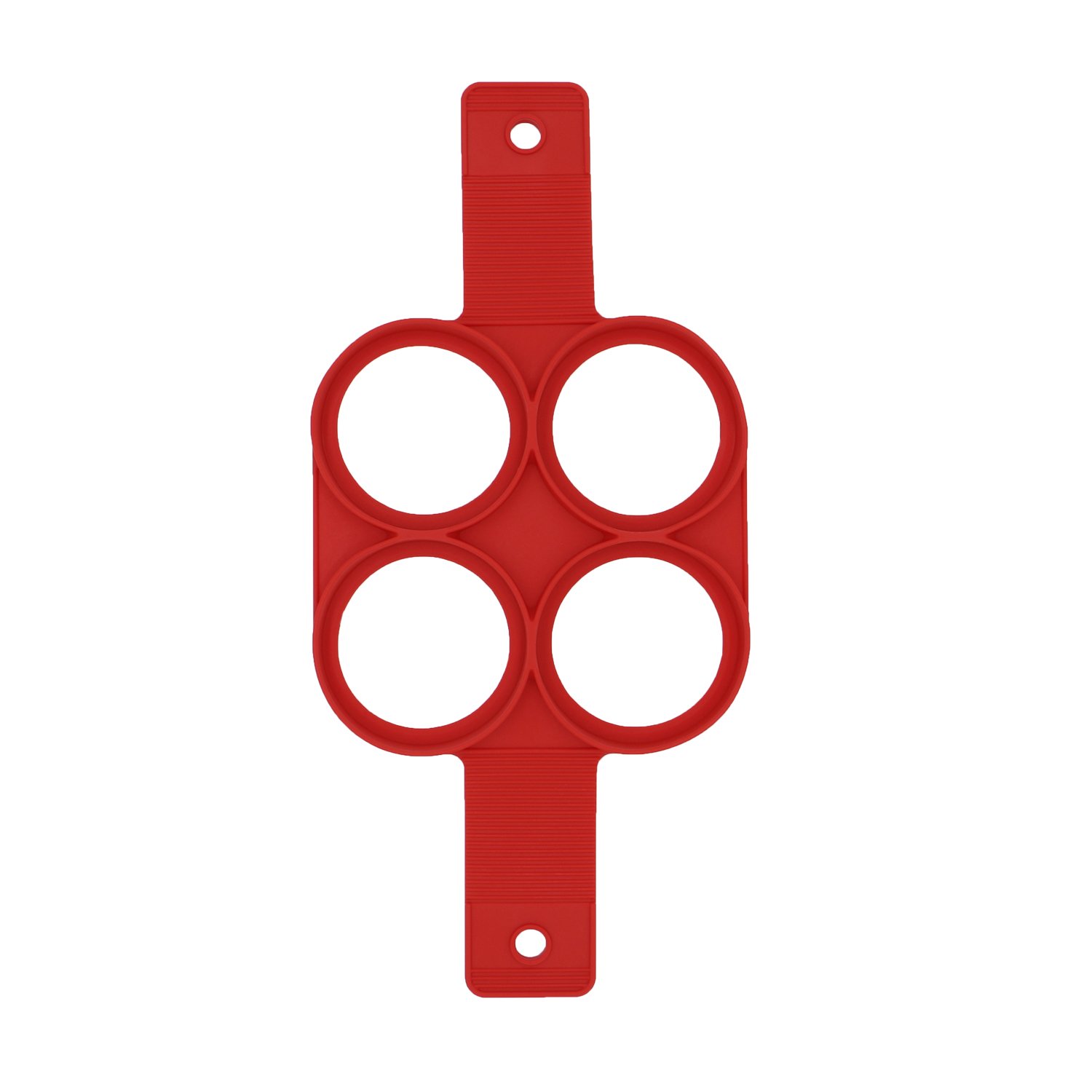 igraver Silicone Pancake Molds Non-stick Silicone Fried Egg Rings – 1 Pack – Round/Oval/Flower/Heart Round – 4 Red Pmold – 001