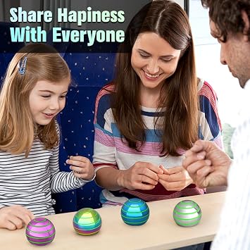 Luminous Kinetic Spinning Desk Toys Age 3+, Metal Full Body Optical Illusion Fidget Spinner Ball, Glow in The Dark Decor for Office Classroom, Christmas Stress Relief Birthday Gift for Kids Adults