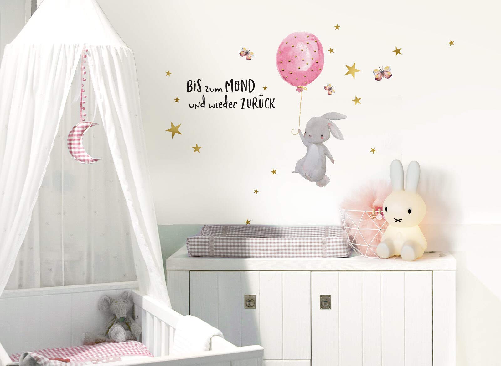 Little Deco Adesivo Da Parete Coniglietto Con Stelle, Per Cameretta Bambini, Rimovibile, Qualità Tedesca, Varie Misure - 2