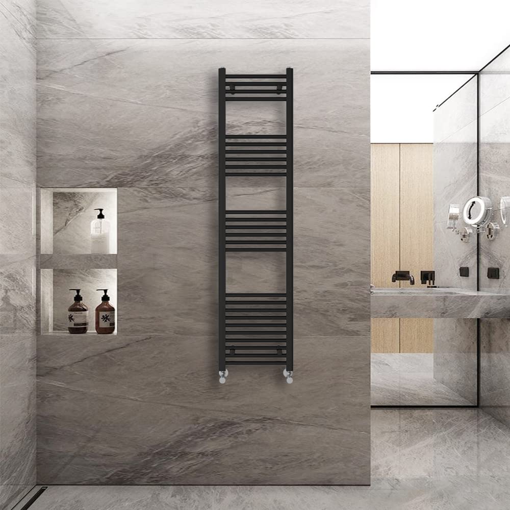Warmehaus Straight Heated Towel Rail Radiator Ladder Black 1600x400mm