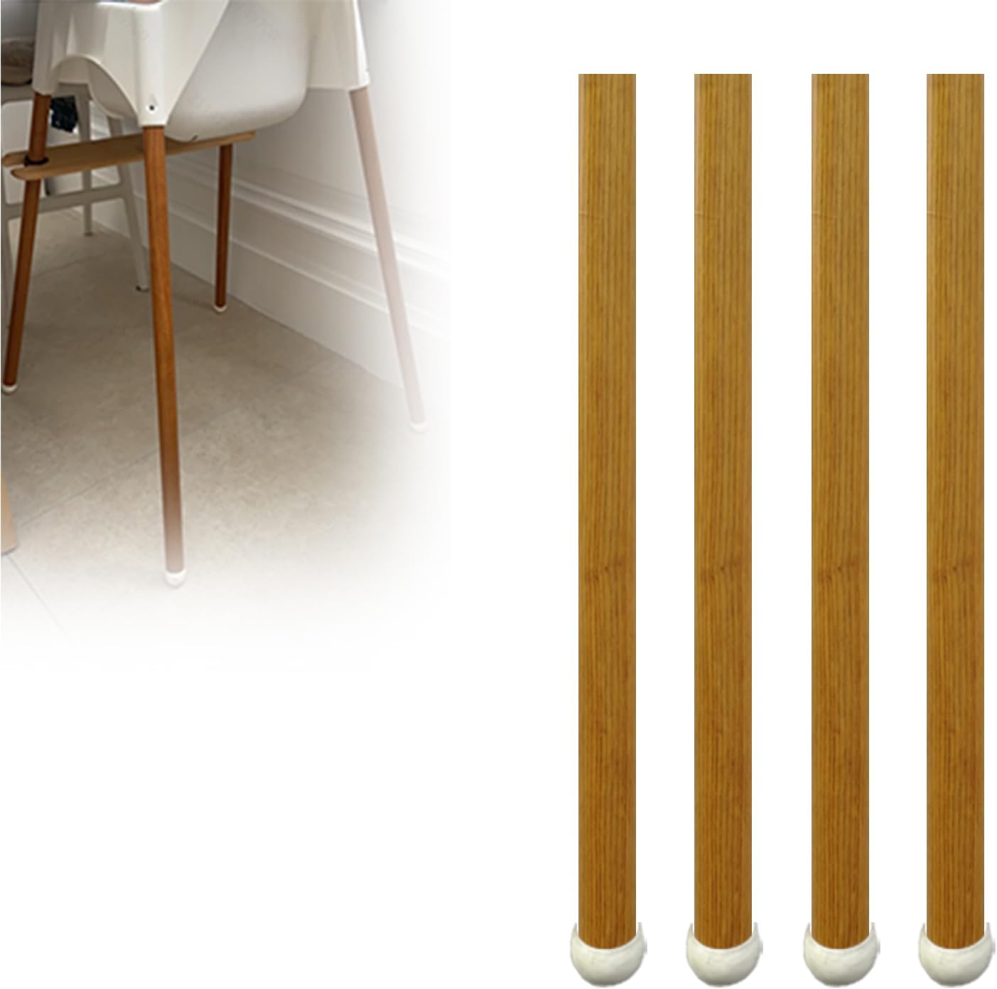 Highchair Decorative Leg Wraps, 4 Pcs Bamboo Style Highchair Adhesive Strips High Chair Accessories High Chair Leg Wraps Sticker, Compatible with IKEA Antilop Highchair (Oak Pattern)