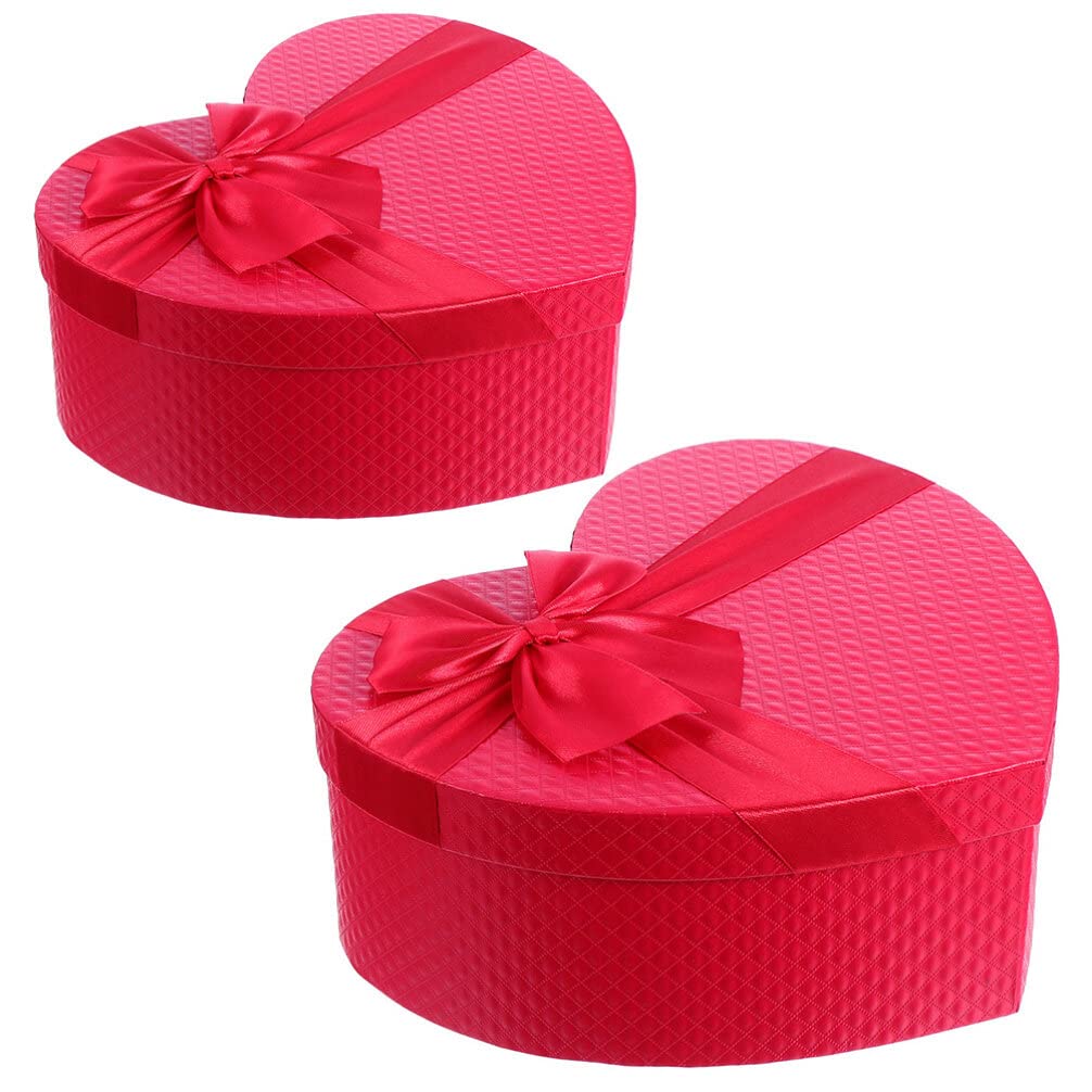 MAGICLULU Geschenkboxen für Valentinstag 2 Stück Rote Herzförmige aus Papier und Hochzeit mit Freiem Dekorationsinneren und Elegantem Design als Aufbewahrung und Verpackung
