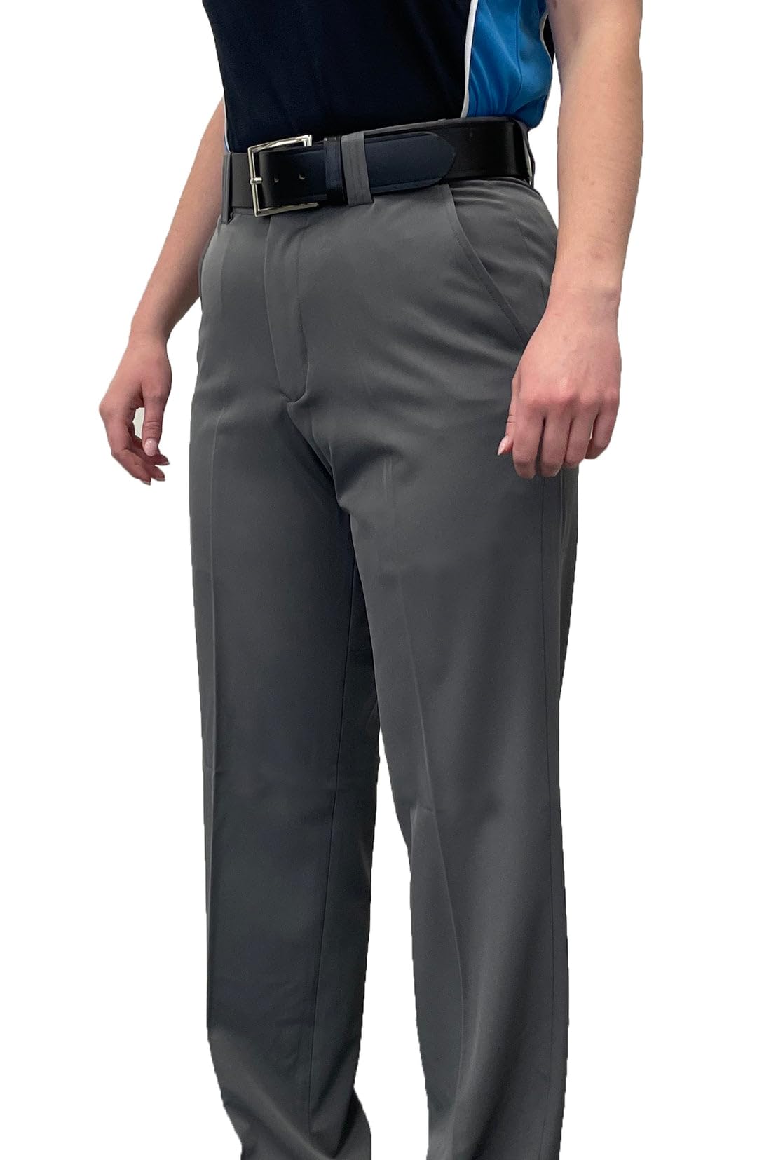 Smitty | BBS-359HG | Women's 4-Way Stretch Flat Front Base Pants Slash Pockets | Heather Grey Baseball Softball Umpire (14)