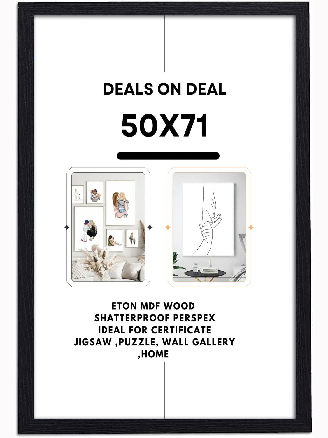 DEALS ON DEAL Picture Poster Frames 50 x 71 cm Sturdy Frame Made of Solid Eton Wood with Clear Perspex Front Portrait or Landscape Perfect for Home Décor