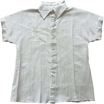 Womens Button Down Shirt Short Sleeve with Collar Plus Size V Neck Loose Blouses Casual Summer Basic Top with Pocket