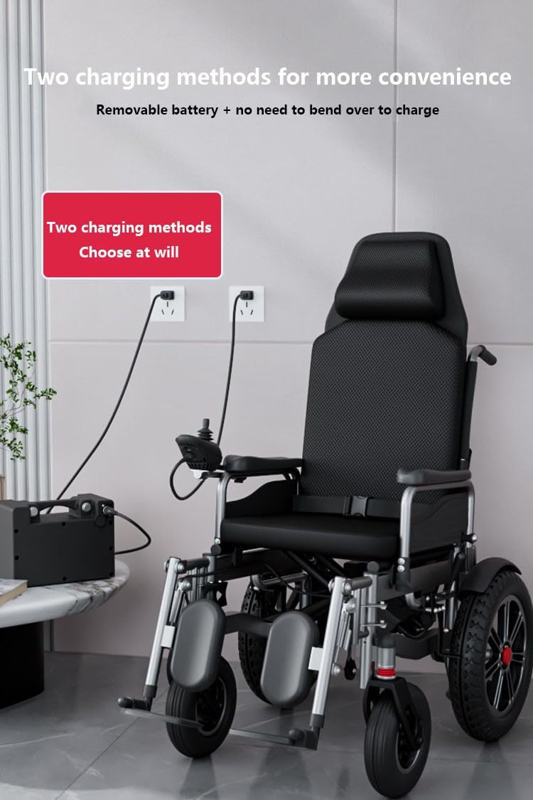 Carrozzine elettriche pieghevoli, scooter elettrici per anziani, carrozzine elettriche leggere per adulti, con batteria al litio rimovibile da 10 Ah, motore da 500 W, facili da trasportare e riporre