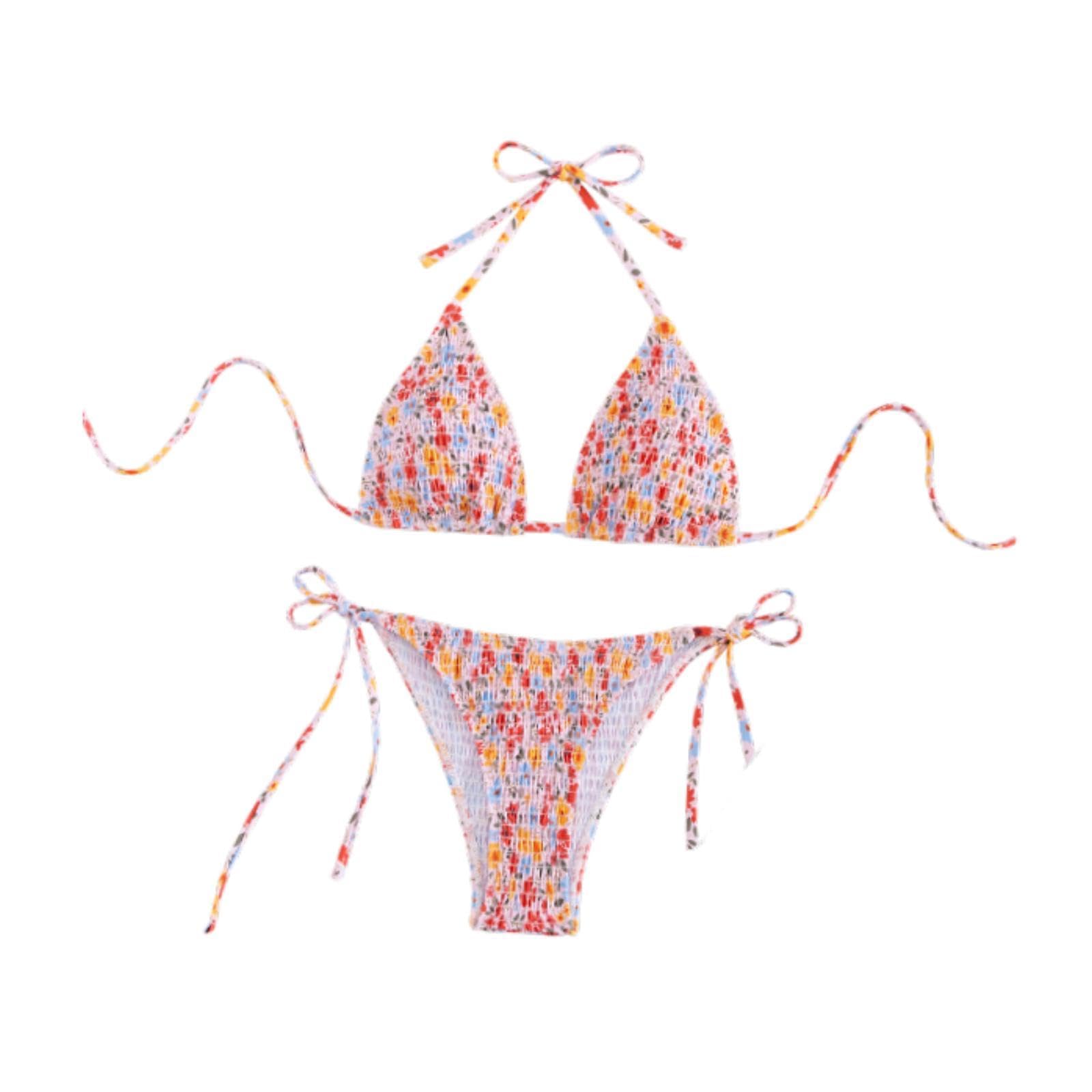 Women's Triangle Set Tie Side Bathing Suit for Party Travel Swim Pool Style D