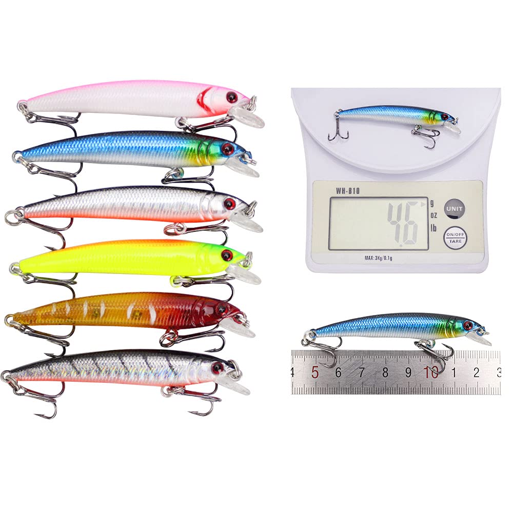 43 Pezzi Set di Esche da Pesca Subacquea Esca Artificiale Multicolore per Trota luccio d'Acqua Dolce e salata