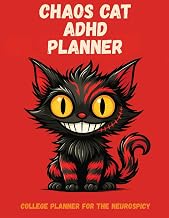 Chaos Cat ADHD College Planner, undated, 130 pages, academic planner for students, undated study planner, neurodivergent student organizer, assignment tracker notebook, executive function planner