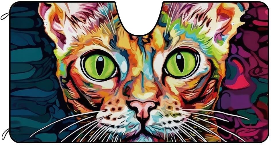 Bengal Devon Rex Cat Windshield Sunshade for Car Truck SUV Cute Pet Face Front Windows Sunshade Blocks UV Rays Sun Heat 51x26.8 Inch Style 4