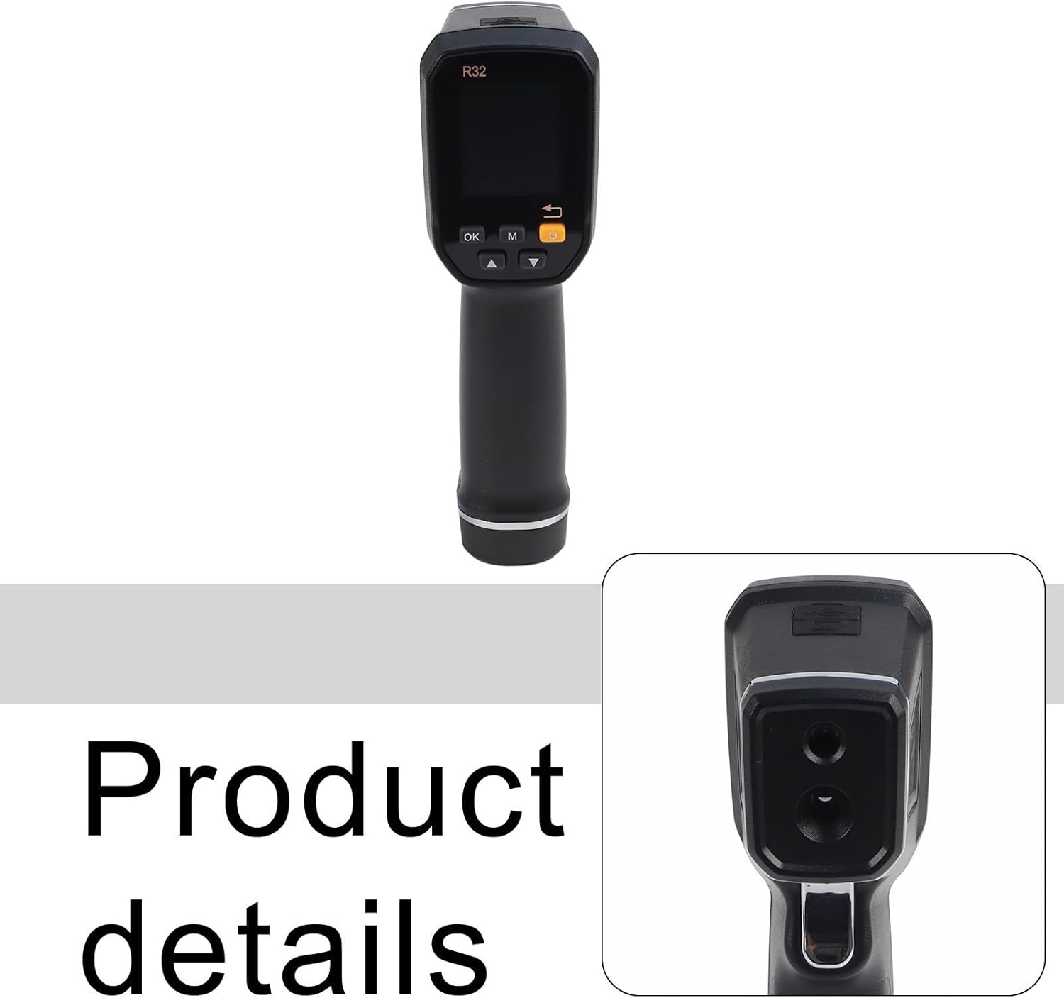 Infrared Thermal Imager Handheld Camera with 32x32 Resolution, -30°C to 500°C Range, Fixed Focus 8Hz Thermal Imaging Device, USB Rechargeable, 8GB Memory, for Industrial