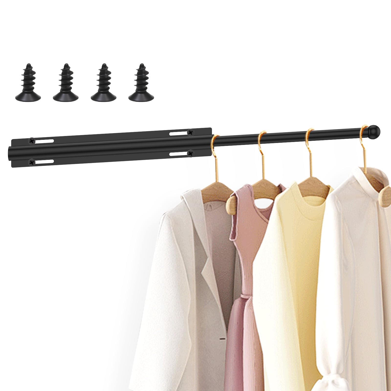 Nihuifdpy Black Valet Rod For Closet Pull Out, 12" Adjustable Extending Closet Rod, Standard Retractable Valet Rods Organization Rack Slide Out With Screws For Hanging Clothes Suits And Freshly Pressed Items(Black)