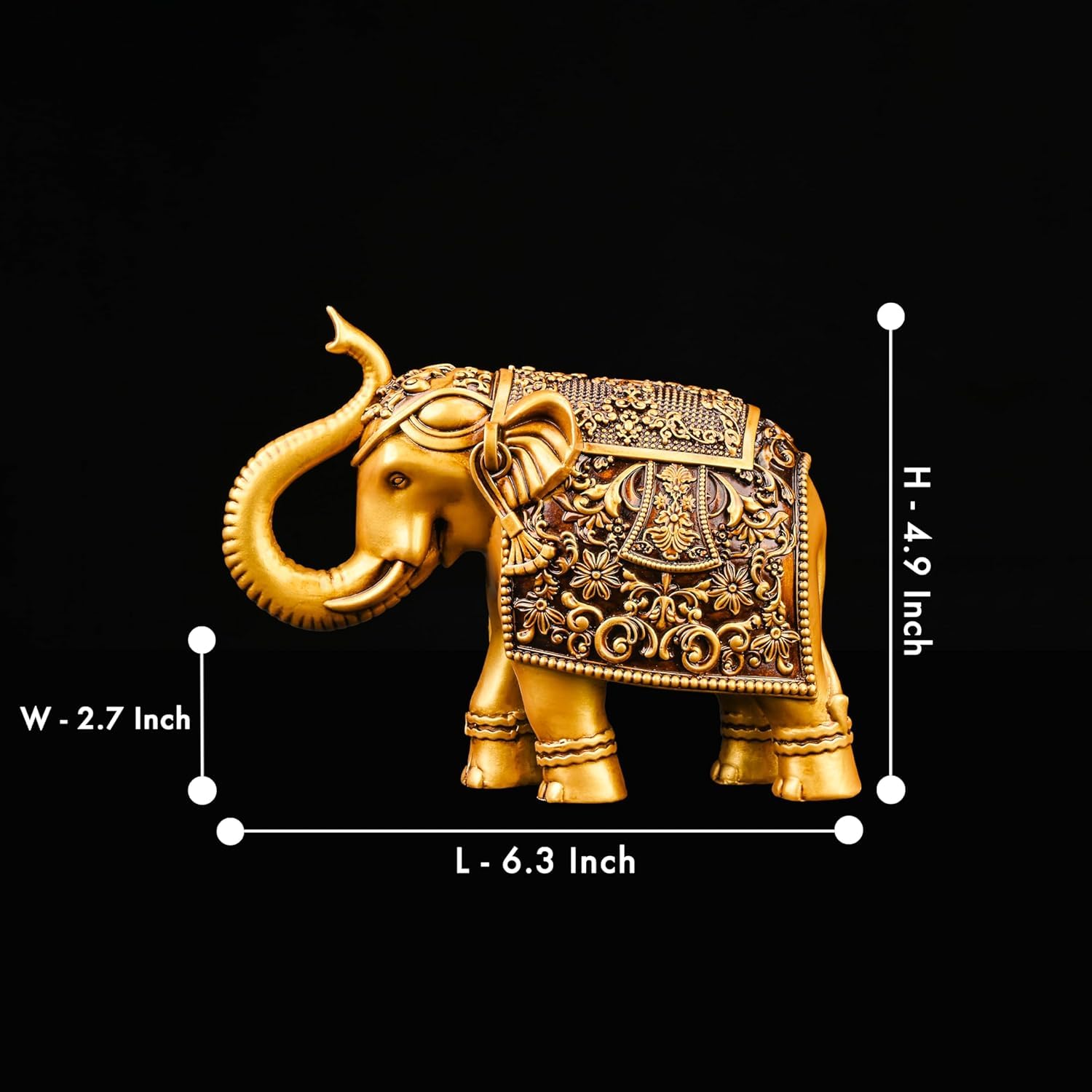 Artarium Statua Elefante Resina per Arredamento Soggiorno Casa Ufficio, Statuetta Vero Elefante Portafortuna Decorativo Dimensioni 12 cm (4,9 pollici)