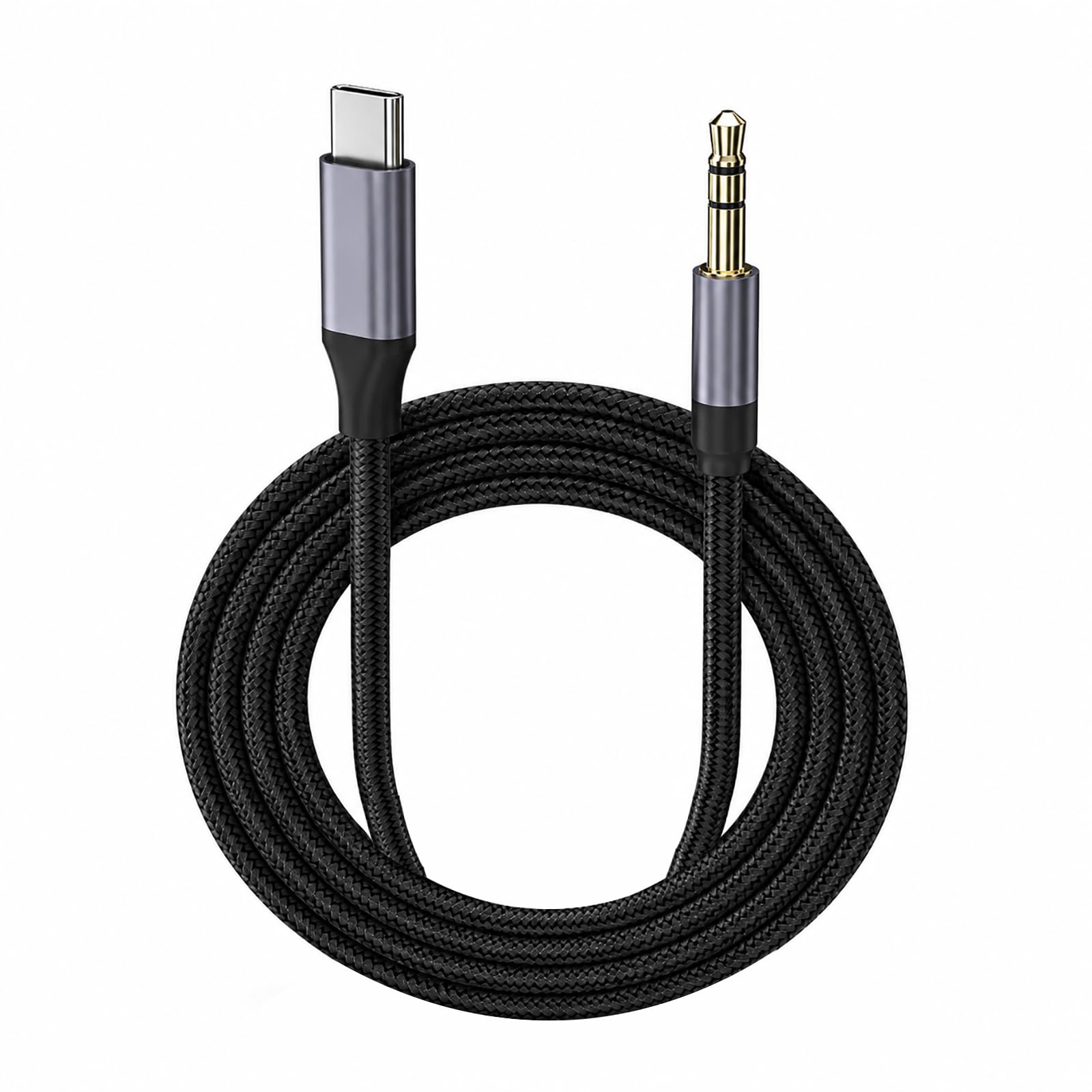 USB C auf AUX Kabel, USB C auf 3,5 mm Klinke Kabel Audio 2 M mit DAC Chip, Typ C auf AUX Adapter für Autoradio Lautsprecher Kopfhörer Stereoanlagen und Geräte mit USB C Anschluss Zuhause