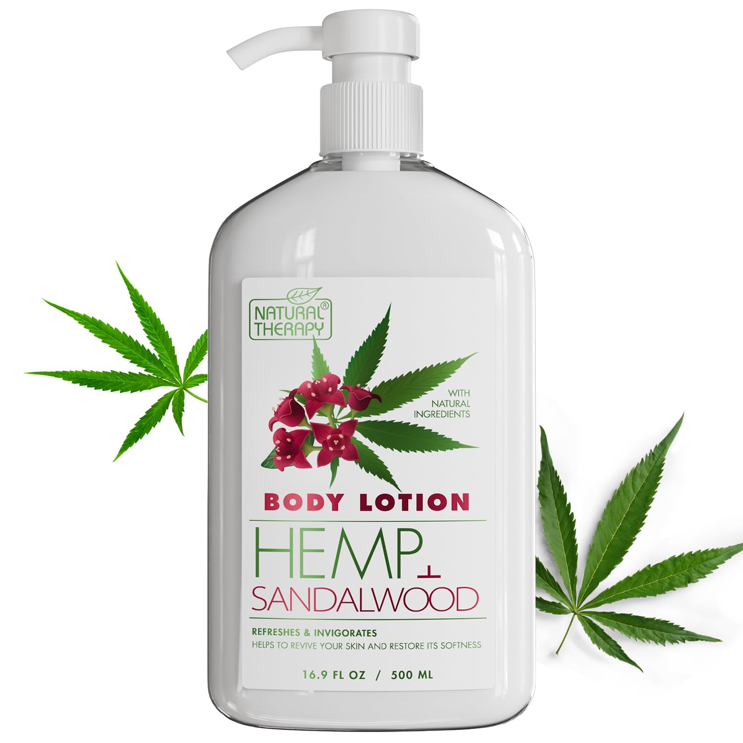 Natural Therapy Body Lotion for Women and Men with Hemp & Sandalwood Oils – Moisture Skin Care - Maximum Hydration Nourishing Body Moisturizer with Dead Sea Minerals – All Skin Types (16.9 fl. oz)