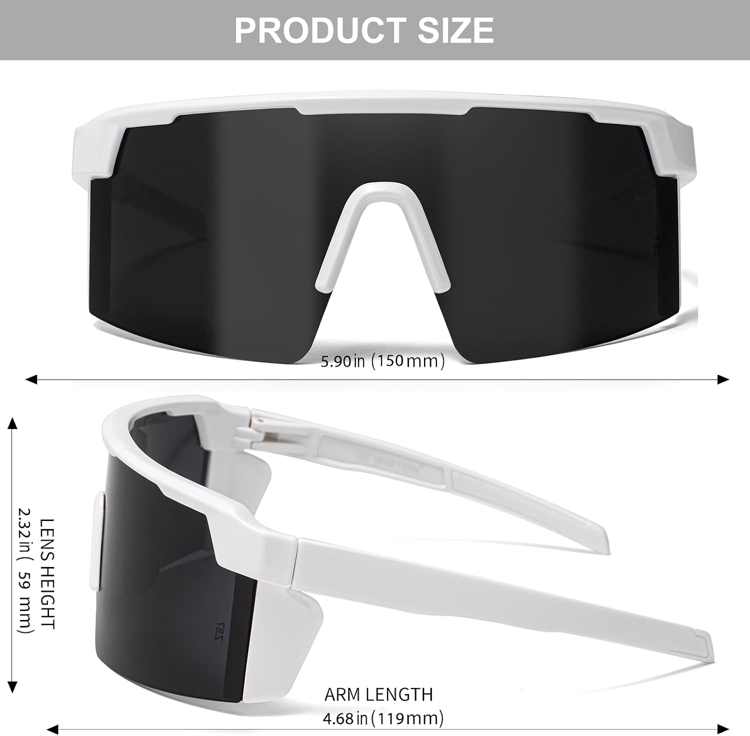 WISTON XL Z87 Sunglasses for Big Wide Heads Men Women,TR90 Ultralight UV400 Protection Sun Glasses Z8224