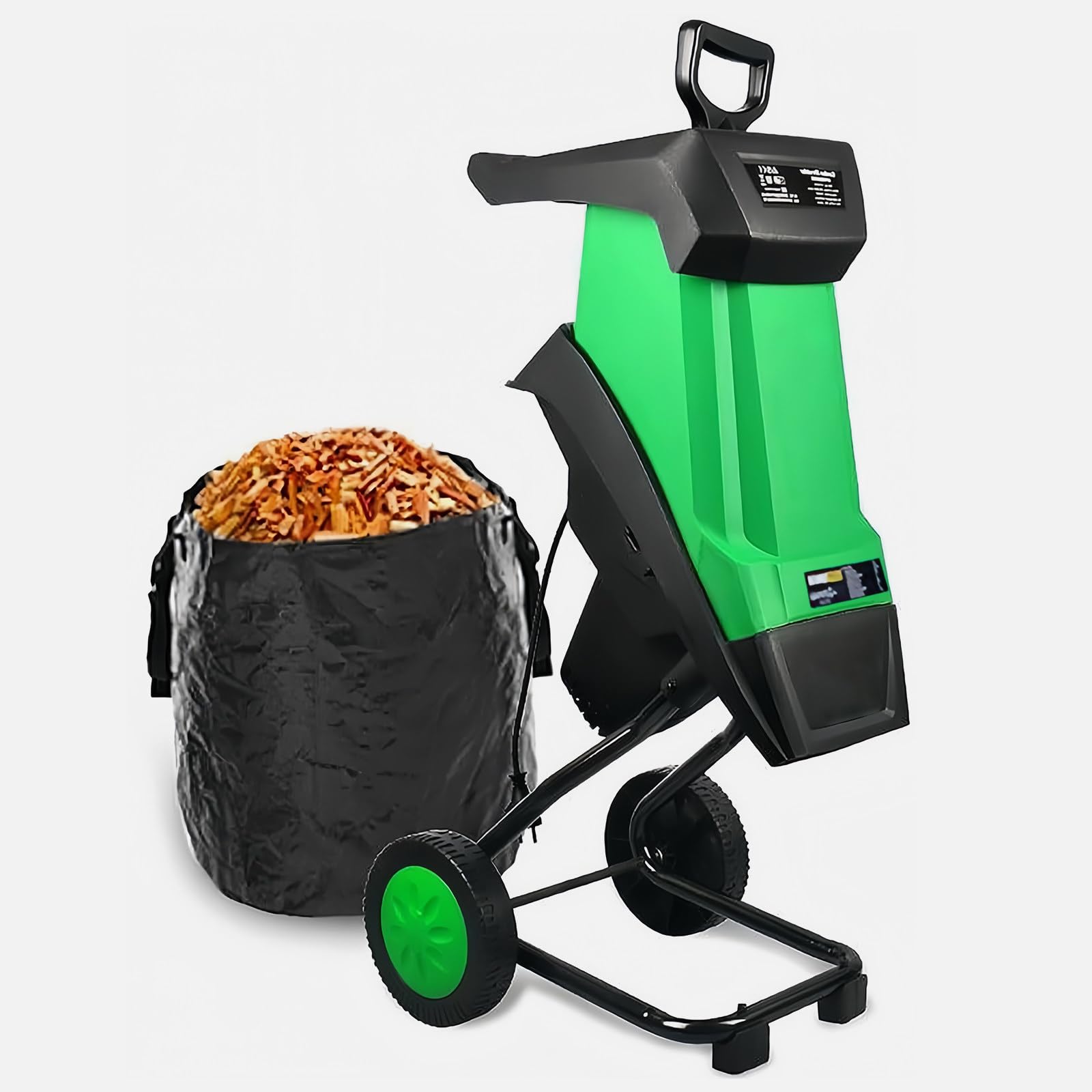 Trituradora de Jardín Potente de 2400W, Trituradora Eléctrica de Impacto, Diámetro Máx 40mm, Astilladora de Hojas y Madera, Trituradora de Hojas con Cable, Incluye Bolsa Recolectora de 50L