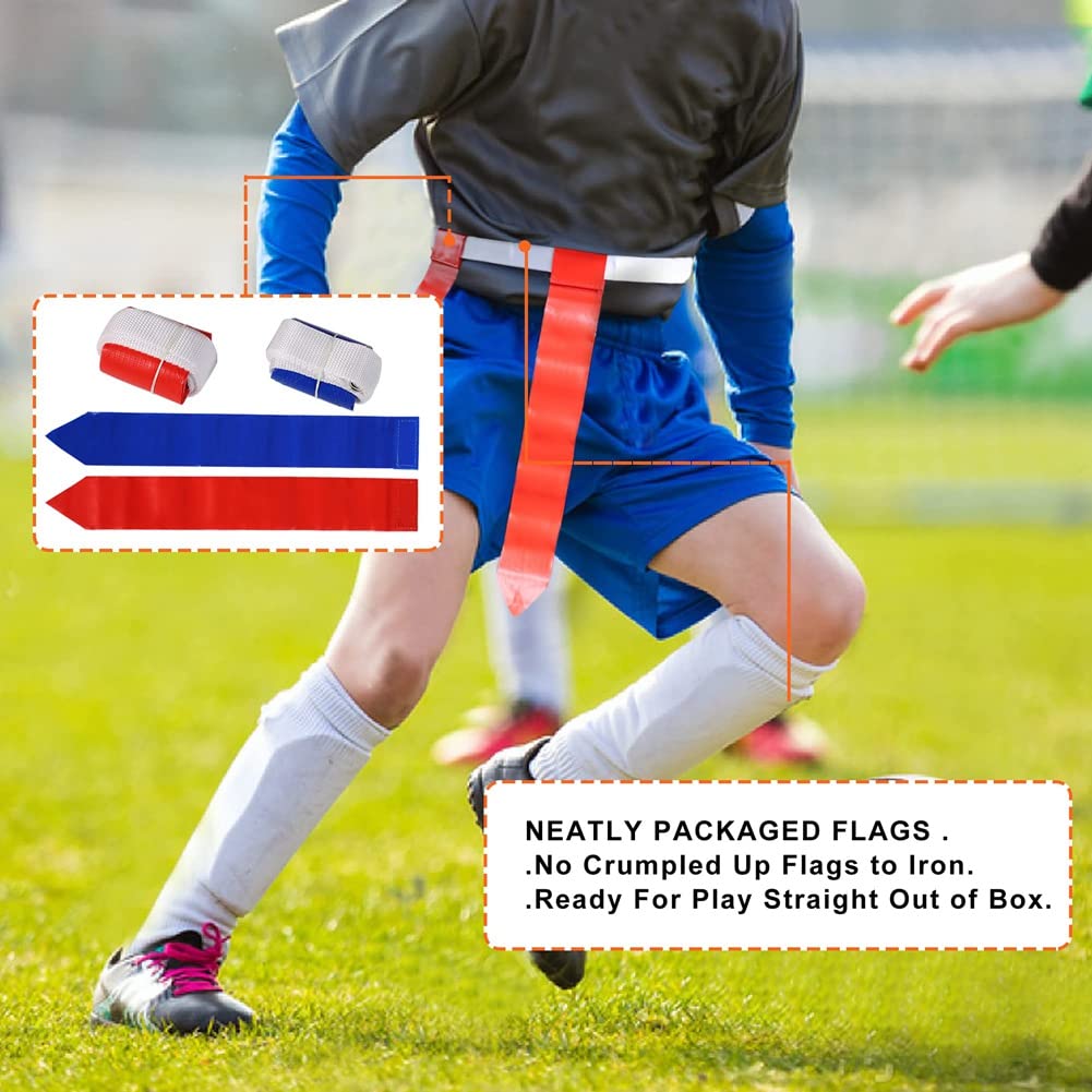Verstellbares FußBall-Set mit Verschiebbaren Flaggen für 12 Spieler, 3 Flaggen Pro GüRtel, Insgesamt 36 Flaggen für Kinder und Erwachsene