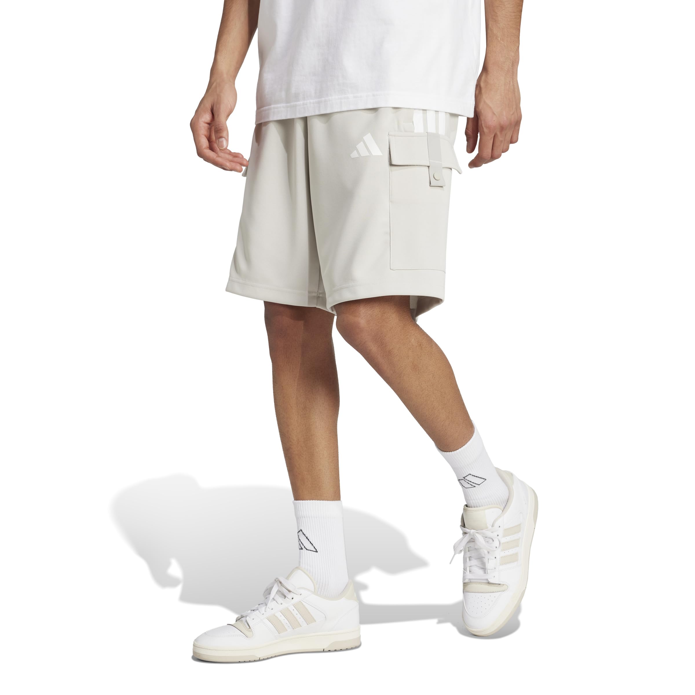 adidas Men's Tiro Cargo Shorts, Wonder Alumina/White, Large