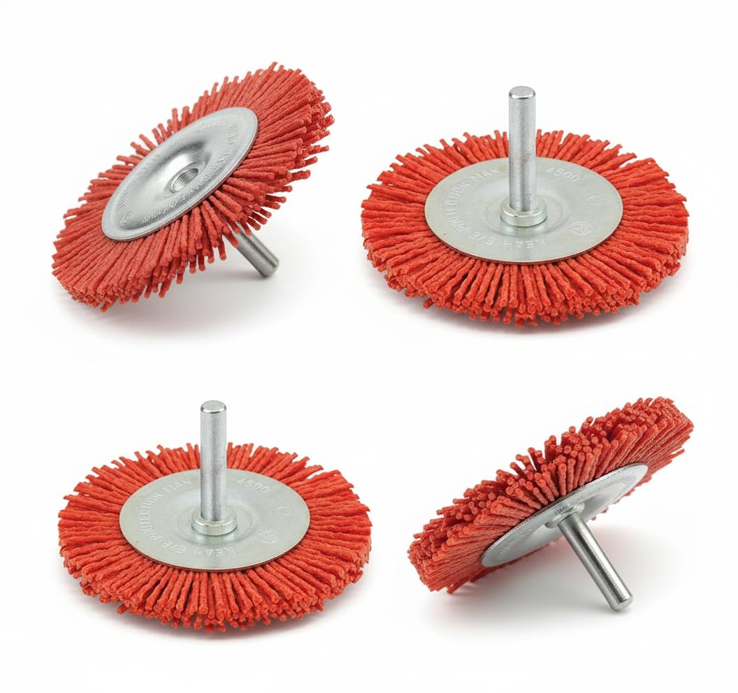 BRUSH HOUSE 3" (75mm) Nylon Circular Brush with 1/4" Shaft – Heavy-Duty Cleaning Brush for Wood, Metal, Stone, and Weld Scale – Durable Nylon Cup Brush