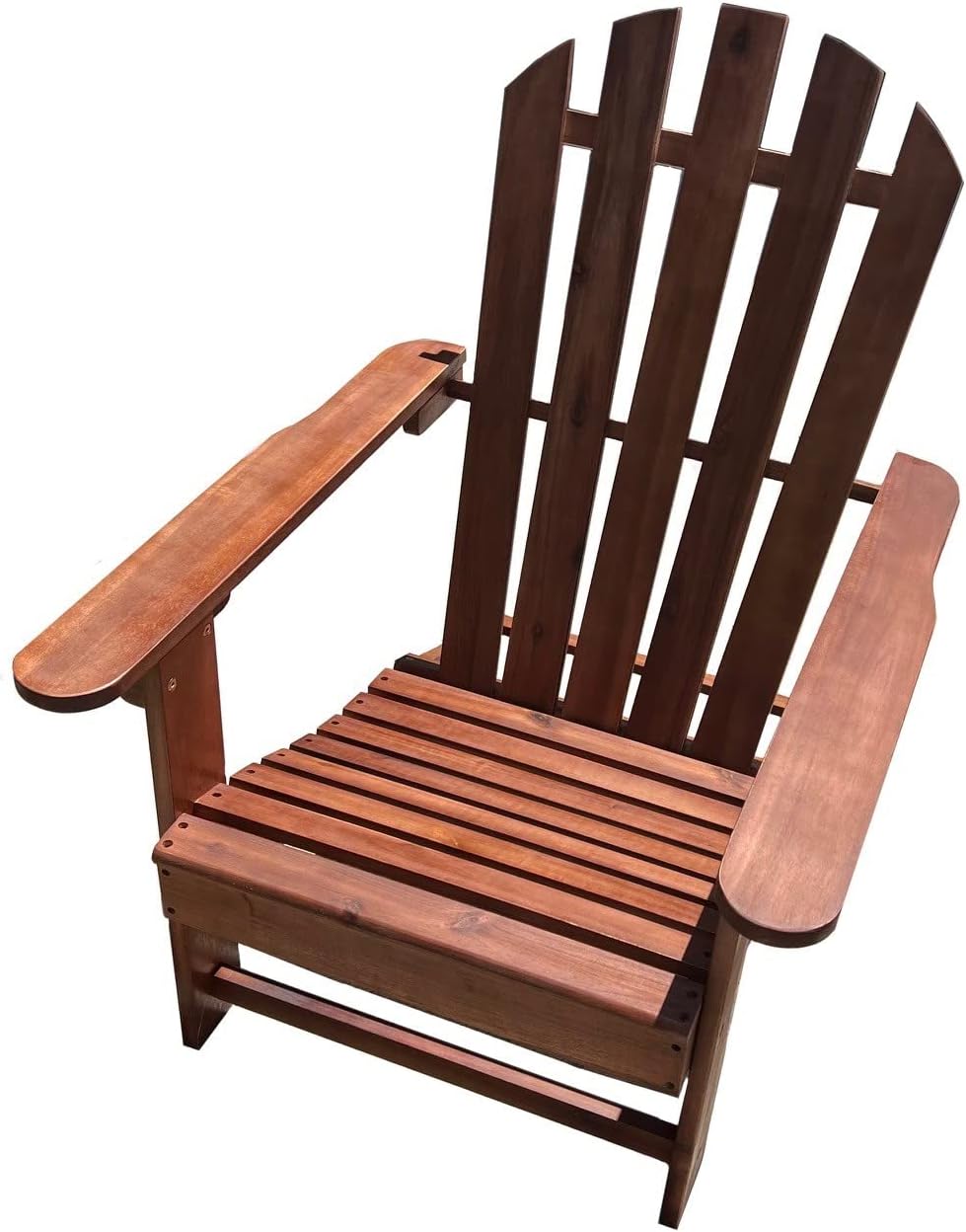 Solid Acacia Wood Adirondack Chair with Footstool Ottoman Accent Furniture for Yard,Patio,Garden,Lawn w/Natural Finish