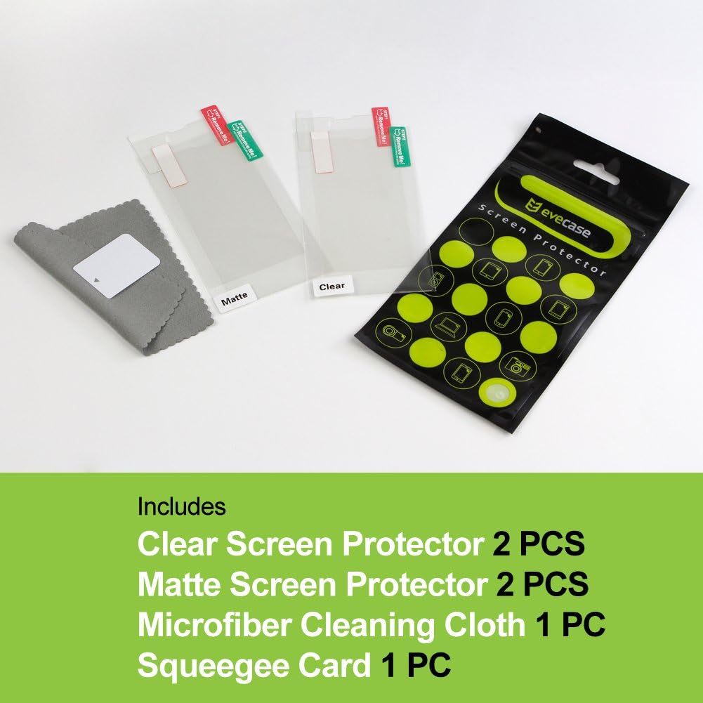 Evecase Screen Protector Variety Pack with 2X Clear and 2X Anti-Glare Matte Film for Samsung Galaxy Note 2 / Note II / N7100-4 Pack