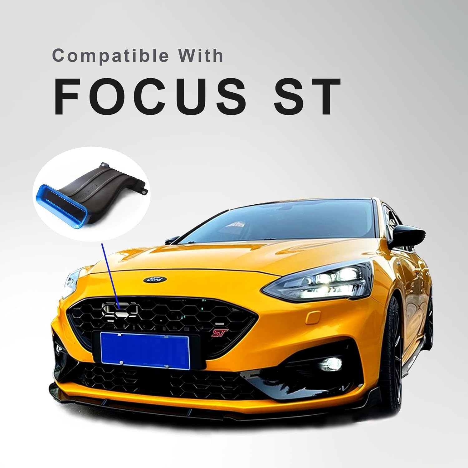 Air Intake Snorkel Modification Tuyere Big Mouth Inlet Compatible With 2012-2018 MK3 MK3.5 Ford Focus ST RS Hatchback 4D Sedan (Blue)