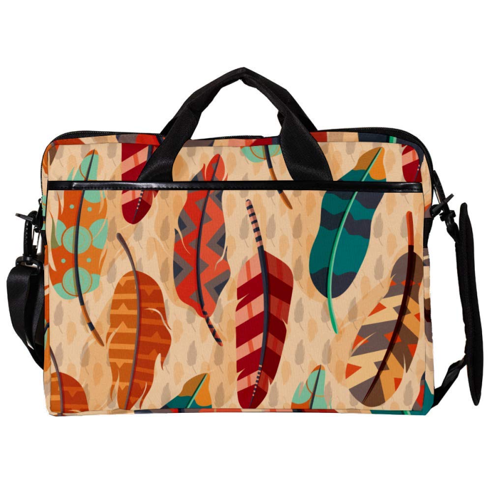 Maletín para laptop de 13 a 14 pulgadas multicolor con diseño de plumas 6