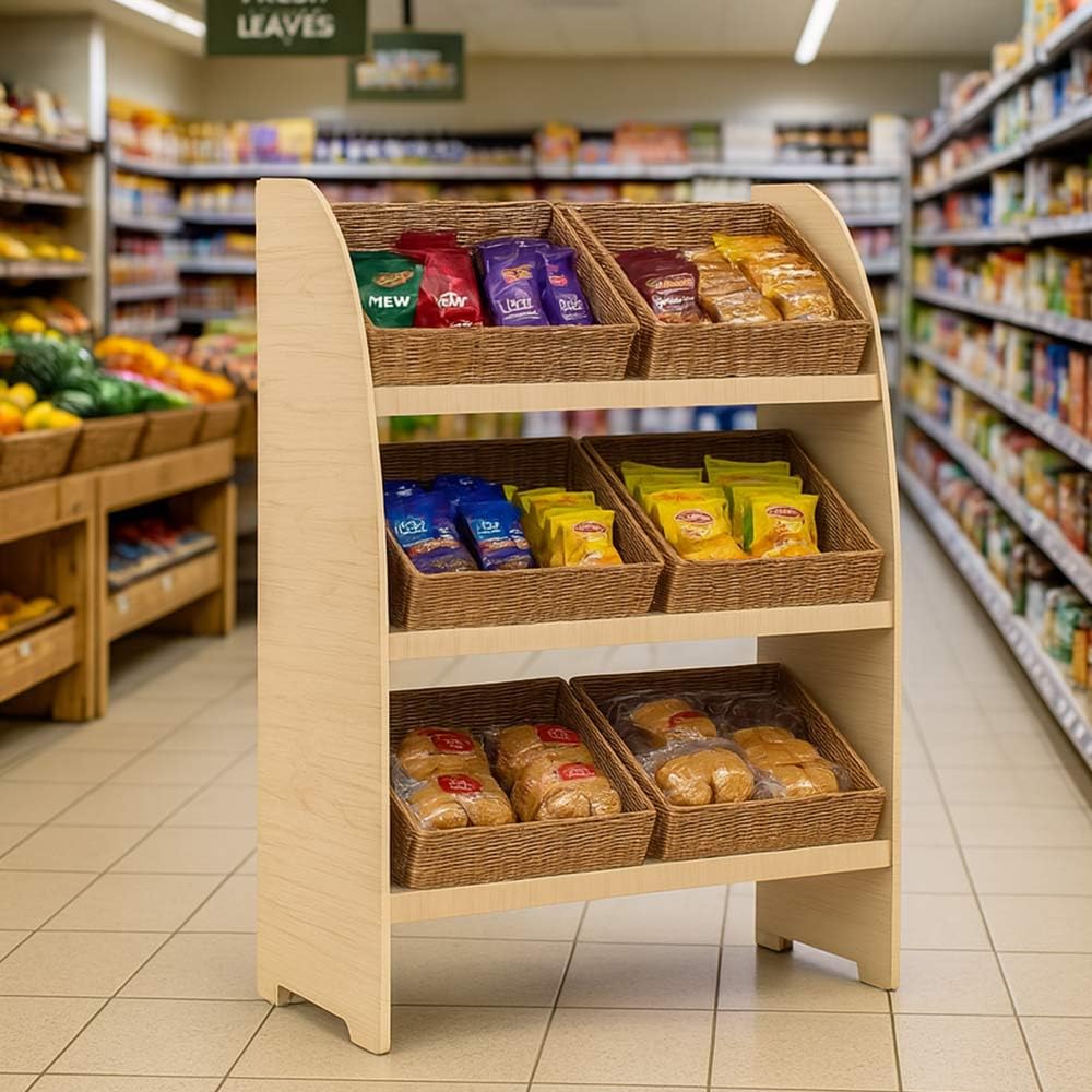 OKAFFAREFATTO MADDALONI Cesta espositore portapane in vimini quadrato cm 45 x 45 h 21