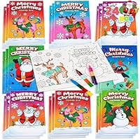 JOYIN 24 Pcs Christmas Coloring Book Bulk for Kids Mini Christmas Coloring Books in 6 Covers Great Gift Girls and Boys, Holiday Presents and Party Favors