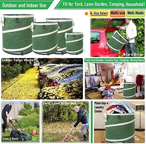 32 Gallon Collapsible Trash Can (19X25 In) Hard-Shell Bottom Yard Garden Bag For Pop-Up Recycling Bin,Rv Trips Trash Can,Camping Waste Bin,Laundry Bag,Yard Waste Bag,Lawn Debris Bag,Leaf Bag 4 Handles #TOP1