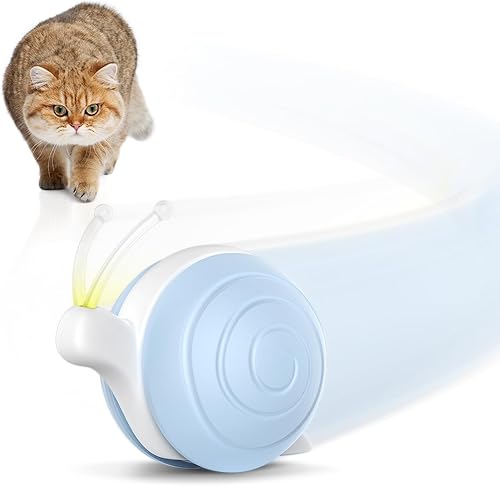 Cheerble Juguete interactivo para gatos de interior, juguete de gatito de caracol malvado, juguetes automáticos para gatos con luces LED, juguetes
