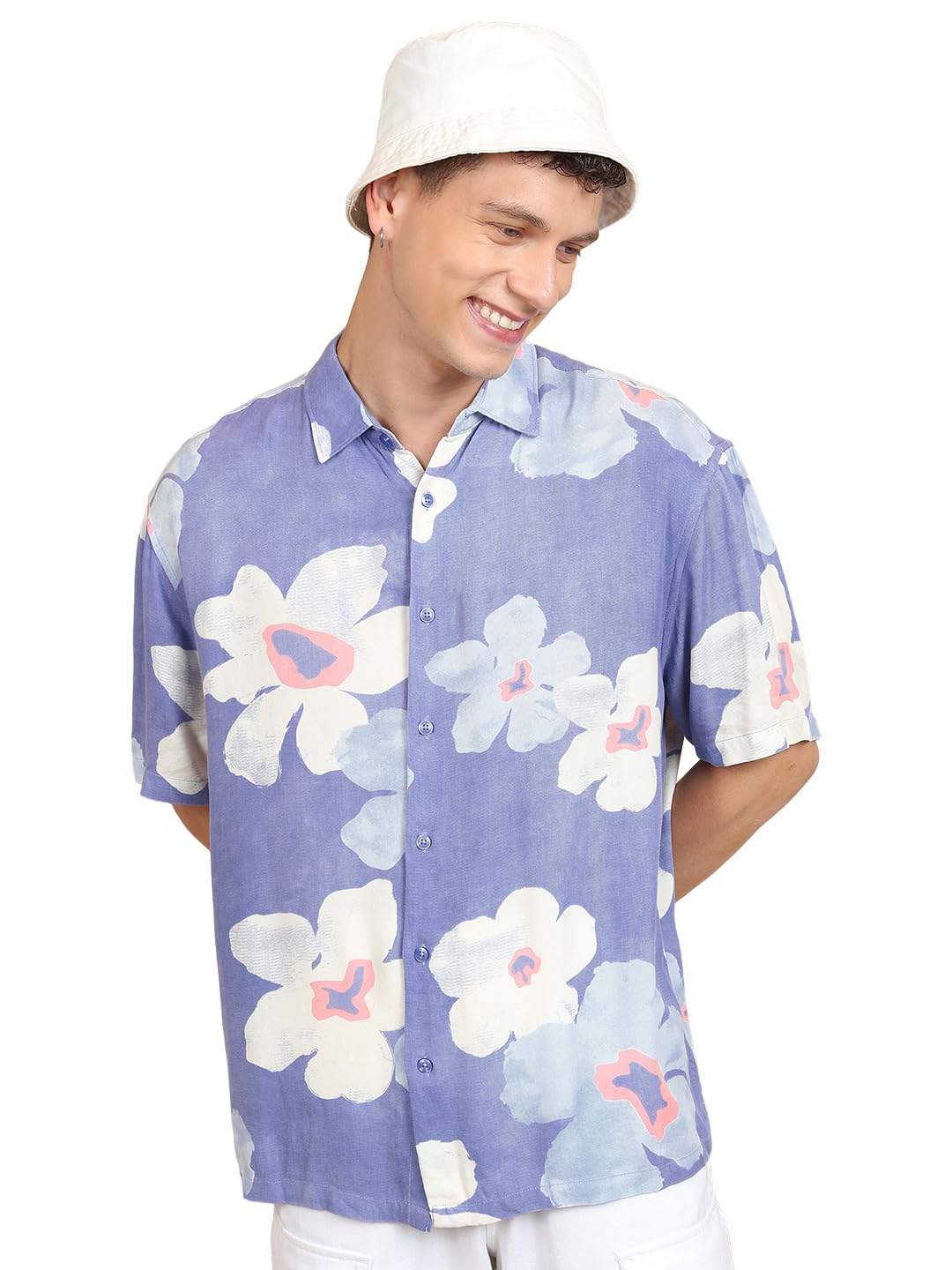 Bonkers Corner Men's Oversized Shirt | Printed | Half Sleeves | Casual Shirts for Men in multi