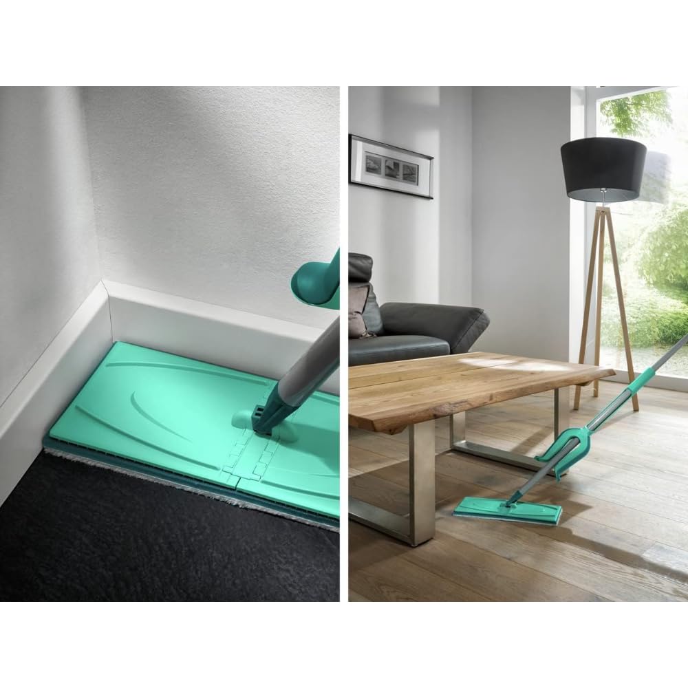 Leifheit 56553 Picobello XL micro duo - Mopa, Gris/Turquesa, pack de 1 unidad | Microfibra de 2 fibras para todo tipo de suelos, articulación 360°, limpieza bajo muebles, funda lavable a 30-40 °C